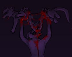 absurd_res anthro blood blood_in_mouth blood_on_face bodily_fluids duo gore hi_res intestines_in_mouth kuueen male mammal marsupial organs ripped_apart