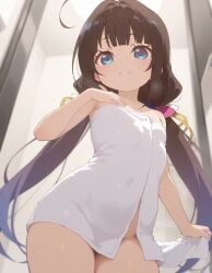 ai_generated blue_eyes brown_hair flat_chest heavenly_body hinatsuru_ai long_hair loose_hair offering_self petite_female sexy_body skinny_female slim_female slutty_body slutty_female small_breasts tempting_viewer twintails