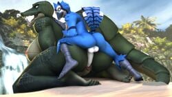 2025 3d_(artwork) anthro avian balls big_butt bird bird_(petruz) blue_body blue_eyes blue_feathers blue_jay breasts butt corvid crocodile crocodile_(petruz) crocodilian digital_media_(artwork) duo eye_contact feathers feet female female_penetrated from_behind_position genitals green_body green_eyes green_scales hand_on_back hi_res humanoid_genitalia humanoid_penis interspecies jay_(bird) larger_female looking_at_another looking_at_partner looking_back looking_back_at_another looking_back_at_partner male male/female male_penetrating male_penetrating_female new_world_jay nipples non-mammal_breasts non-mammal_nipples nude open_mouth oscine outside_sex passerine penetration penis perching_position petruz_(copyright) reptile sand scales scalie sex size_difference smaller_male source_filmmaker_(artwork) tail tail_feathers talons thenaturalist toes vaginal vaginal_penetration waterfall