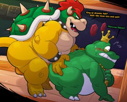 2026 2boys 3_toes 4_fingers amphibian anal anal_sex anthro anthro_on_anthro backsack balls belly big_belly blush bowser butt butt_grab crown duo fat fat_belly fat_male feet fingers frog furry furry_male furry_only gay gay_sex genitals green_body hand_on_butt headgear hi_res humanoid_hands interspecies kemono king koopa leothelionel male male/male mario_(series) moobs nintendo obese obese_male open_mouth overweight overweight_male red_hair reptile royalty scalie sex toes wart_(mario) white_body yaoi yellow_skin