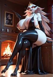 ai_generated surikat stella_(helluva_boss) helluva_boss owl big_breasts wide_hips