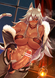 1futa abs animal_ears animal_tail arm_behind_head arm_up armpits athletic athletic_futanari balls balls_in_panties bare_shoulders belly belly_button belly_scar belt big_breasts big_penis black_panties blush breasts cat_ears cat_tail censor_bar censored censored_penis choker cleavage clothed clothing cropped_legs curvaceous curvy dark-skinned_futanari dark_skin erect erect_penis erection eye_patch eyebrows fingerless_gloves flustered fur_trim futa_only futanari g-string ghislaine_dedoldia gloves grey_hair hair hair_between_eyes huge_breasts huge_cock indoor indoors jacket lampion large_breasts long_hair looking_at_viewer mushoku_tensei nanakichi navel one_arm_up open_mouth open_pants panties pants penis penis_in_panties penis_out precum precum_bubble precum_trail presenting presenting_penis pubes pubic_hair red_eyes removing_clothing removing_jacket scar solo solo_focus solo_futa sweat sweatdrop sweating tail tail_ring teeth testicles tongue undone_belt undressed undressing wide_hips window