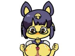 2d animal_crossing animated ankha anthro cum_in_mouth egyptian feline_humanoid female genitals gif nintendo oral penis solo stevethejinx video_games