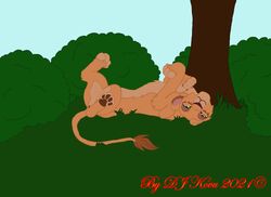 2021 dakari disney dj_kovu felid female feral furry furry_only genitals hi_res light_background lion looking_at_viewer lying mammal on_back pantherine playful pussy solo the_lion_king whitewolfwing