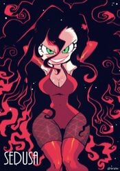 1girls 2021 big_breasts cartoon_network cleavage crap-man fishnet_stockings fishnets green_eyes grin looking_at_viewer powerpuff_girls sedusa solo solo_female supervillain tagme thick thick_thighs thigh_gap thighhighs