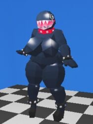 3d adorable animated anthro big_breasts blender breasts chain_chomp chain_collar collar cute dancing huge_breasts low_poly mario_(series) metallic_body nintendo sharp_teeth shortstack super_mario_64 thick_thighs thighs wyerframez