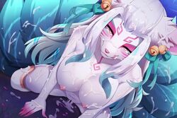 ahri animated big_breasts breasts female fur furry league_of_legends sollyz spirit_blossom_ahri spirit_blossom_series tagme video