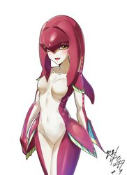 1girls breasts breath_of_the_wild featureless_breasts featureless_crotch female female_only fish_girl hips kagiyama_(clave) mipha monster_girl no_nipples no_pussy red_skin solo solo_female tagme the_legend_of_zelda thighs zora