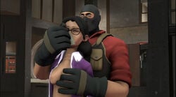 3d black_hair chloroform forced grabbing_breasts groping groping_from_behind male mask masked_male mercenary miss_pauling no_bra open_fortress rape sfm sleep_molestation team_fortress_2 tf2