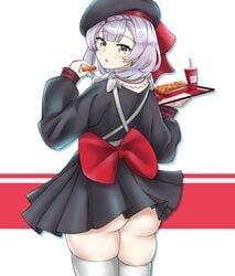 1girls ass chubby chubby_female dress female female_only food freshtango genshin_impact kfc noelle_(genshin_impact) noelle_(kfc)_(genshin_impact) solo solo_female thick_ass thick_thighs waitress