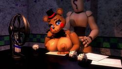 3d 3d_(artwork) animated animatronic ass bear big_ass big_breasts big_butt black_hat blue_eyes blush breasts brown_body brown_skin butt five_nights_at_freddy's five_nights_at_freddy's_2 hat large_ass living_machine love nightbotgrey no_humans red_blush robot robot_girl sex slap sound sound_effects spanking spanking_ass toy_freddy_(fnaf) video