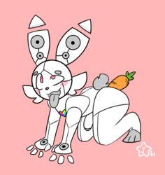 ahe_gao amp_(jasbun07) anthro ass blush carrot digital_media_(artwork) food foreskin genitals jasbun07 lagomorph leporid looking_pleasured machine male mammal nude paws penetration penis plant rabbit robot scut_tail simple_background solo vegetable