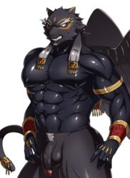 aaassstaro abs angry balls bottomless clothed clothing edit felid flaccid furry furry_only genitals male male_only mammal melanistic muscular muscular_male nipples pantherine pecs penis pubes spandex tezcatlipoca tight_clothing tokyo_afterschool_summoners uncensored video_games wings