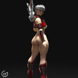 1girls 3d apex_legends areolae ass big_ass bottomless breasts female female_only gm_studios looking_at_viewer looking_back nipples no_eyewear short_hair solo valkyrie_(apex_legends) white_hair