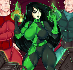 1girls 2boys aged_up ange1witch big_breasts black_hair bodysuit breasts busty clothed disney eyeless_male female female_only green_eyes green_lips hips jim_possible kim_possible large_breasts legs light-skinned_female light-skinned_male light_skin lipstick muscular muscular_male pale-skinned_female pale_skin shego size_difference solo thick thick_legs thick_thighs thighs tim_possible toned toned_body toned_female toned_male villain wide_hips