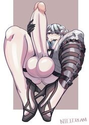 1futa absurdres areolae balls big_balls big_breasts breasts erection futa_only futanari highres kaine_(nier) large_breasts large_penis nicecream nier nier_replicant nipples penis solo testicles