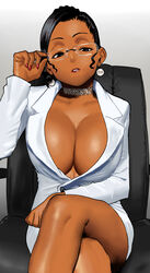 1girls arung_samudra_(cessa) breasts cessa cleavage dark-skinned_female dark_skin female female_only huge_breasts looking_at_viewer oc original solo suit