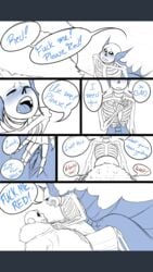 begging comic english_text kustard mermaid nsfwgarbagedump_(artist) pussy sans sans_(underfell) sans_au sanscest speech_bubble text text_bubble underfell underfell_sans undertale undertale_au vagina