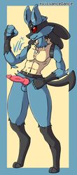 absurd_res anthro apollo_(vicvance) genitals hi_res lucario male male_only nintendo penis pokemon pokemon_(species) solo vicvance video_games