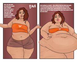 breadwithketchup fat feederism feeding female huge_belly large_belly stuffed thick_thighs tight_clothing weight_gain