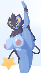 anthro areola big_breasts blue_body breasts dullyarts female female_only flexible generation_4_pokemon genitals hi_res luxray nintendo nipples nude one_leg_up pokémon_(species) pokemon pokemon_(species) pussy raised_leg solo solo_female splits spread_legs spreading standing vertical_splits video_games