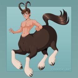 1:1 abs alternate_version_at_source animal_genitalia balls centaur equid equid_taur equine equine_taur fetlocks frankly-art genitals hooves horn humanoid_taur invalid_tag male mammal mammal_taur navel nipples nude pecs sheath shirtless simple_background smile solo taur