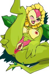 <3_eyes absurd_res ahe_gao anonymous_artist anus ass bandai_namco bedroom_eyes big_breasts blush bodily_fluids breasts clothing curvy_figure digimon digimon_(species) digimorph dripping elemental_creature elemental_humanoid female flora_fauna flower flower_creature flower_humanoid genitals green_body green_skin heart hi_res humanoid jewelry legwear looking_at_viewer looking_pleasured narrowed_eyes naughty_face nipples not_furry one_eye_closed open_mouth plant plant_humanoid portrait presenting presenting_anus presenting_hindquarters presenting_pussy pussy saliva saliva_drip salivating seductive simple_background solo spread_legs spreading sunflower sunflowmon thick_thighs voluptuous wink