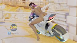 1girls 3d ass back blender breasts female large_ass motorcycle nude overwatch solo sombra spainaughty