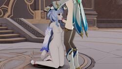 1futa 1girls 3d animated blender blowjob blue_hair cum cum_on_face fellatio female female_focus futa_on_female futanari ganyu_(genshin_impact) genshin_impact intersex light-skinned_female light_skin lore1ei nude oral pale-skinned_female pale_skin sound source_request stockings sucrose_(genshin_impact) tagme video