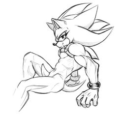 animal_genitalia anthro erection eyelashes genital_slit genitals harness hi_res looking_at_viewer male monochrome muscular muscular_anthro muscular_male noctobi nude penis shadow_the_hedgehog slit solo sonic_(series) sonic_the_hedgehog_(series) tapering_penis