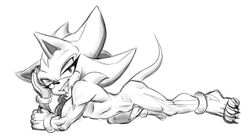 anthro balls barefoot claws eyelashes feet genitals hi_res male monochrome noctobi nude penis shadow_the_hedgehog solo sonic_(series) sonic_the_hedgehog_(series) toe_claws tongue tongue_out