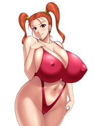 big_breasts dragon_quest dragon_quest_viii female female_focus female_only jessica_albert kawanuma_uotsuri large_breasts long_hair nipples solo solo_female solo_focus swimsuit