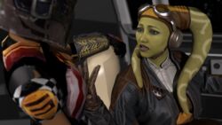 2girls 3d alexbridger clothed clothing female_focus female_only green_eyes helmet hera_syndulla hi_res open_mouth sabine_wren star_wars star_wars_rebels tight_clothing twi'lek