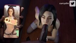 1boy 1girls 3d big_breasts big_penis black_hair blowjob breasts currysfm dark-skinned_male dark_skin female interracial jacob_taylor juxtaposition light-skinned_female light_skin male mass_effect mass_effect_2 mass_effect_3 miranda_lawson normandy_crew nude nude_female nude_male oral oral_penetration oral_sex phone_screen