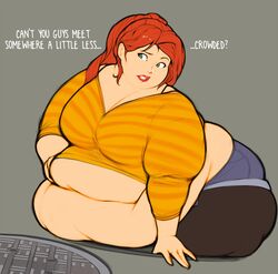 alternate_body_type april_o'neil april_o'neil_(tmnt_2012) bbw belly belly_overhang bent_over big big_ass big_belly big_breasts breasts chubby chubby_female fat fat_rolls female female_only huge_belly hyper hyper_belly idw_comics idw_publishing love_handles obese obese_female overweight overweight_female pewbutt plump red_hair stuck teenage_mutant_ninja_turtles thick thick_thighs thighs tmnt_2012 wide_hips