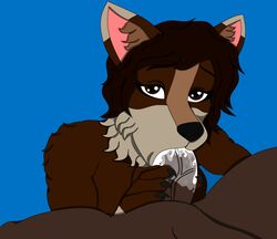 big_penis brown_eyes brown_fur brown_hair brown_skin dark-skinned_male dark_hair dark_skin dominant_human dominant_male furry interracial interspecies large_penis mika_elendil mikathefluffywolf submissive_anthro submissive_female