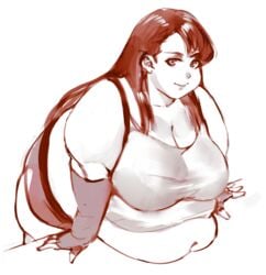 bamboo_ale belly_overhang big_belly chubby_cheeks cleavage cute cute_face fat final_fantasy final_fantasy_vii final_fantasy_vii_remake huge_breasts large_breasts leaning_forward love_handles obese obese_female overweight overweight_female plump stockings thick tifa_lockhart