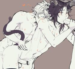 3boys anal animal_ears animal_tail arm_markings bite bite_mark blush bruise cat_ears cat_tail catboy censored childe_(genshin_impact) cocoa_ru2 dark_hair gay genshin_impact hickey light_hair male male_only oral spitroast tartaglia_(genshin_impact) threesome xiao_(genshin_impact) yaoi zhongli_(genshin_impact)