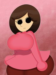 1girls 3barts ass big_ass big_breasts big_butt big_eyes black_eyes breasts brown_hair guest_f huge_ass large_ass looking_at_viewer mii mob_face nintendo pink_shirt stare