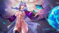 1girls athletic_female big_breasts edited female guinevere_(mobile_legends) lilac_hair mobile_legends mobile_legends:_bang_bang schmunch solo thick_thighs thighs twintails wide_hips