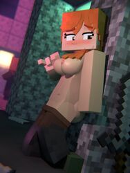 1girls 3d alex_(minecraft) beveledblock breasts character embarrassed embarrassed_nude_female female female_only green_eyes hair_over_breasts hiding human legwear looking_back mine-imator minecraft no_bra no_panties nude nude_female orange_hair outside pale_skin public public_nudity red_hair redhead shoes solo square_body stockings sweat sword thighhighs topless