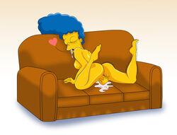 ass back_view breasts color female female_only fingering human insertion marge_simpson masterman114 masturbation nude pussy_juice solo tagme the_simpsons vulva