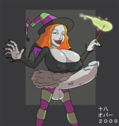 1futa big_breasts big_penis futa_only futanari grey_skin magic orange_hair pointy_nails scary_godmother scary_godmother_(series) solo_futa witch