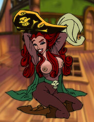 boots breasts color day eyeshadow female female_only footwear hair hat kneeling lechuck long_hair monkey_island nipples outdoors red_hair rule_63 ship solo tagme