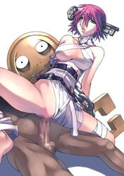 a.b.a bandage bandages breasts censored chains cowgirl_position female green_eyes guilty_gear homunculus key male paracelsus red_hair reverse_cowgirl_position sex short_hair straddle tasaka_shinnosuke vaginal_penetration