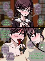 1boy 1girls ball_kissing ball_sucking chastity chastity_cage color cum cum_on_face cum_on_hair cumshot danganronpa dominant_female female female_domination femdom fukawa_touko genocider_shou humiliation long_tongue male malesub naegi_makoto nude nude_female nude_male oral oral_sex sex small_penis small_penis_adoration small_penis_humiliation straight_hair teasing text text_focus unseen_male_face zreploids