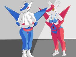 15roacxs anthro bikini duo female female_latios female_only latias latios legendary_pokemon nintendo pokemon pokemon_(species) pokemon_rse rule_63 tagme