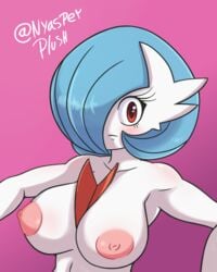 2021 4:5 areola big_breasts blush breasts digital_media_(artwork) female gardevoir hair hi_res humanoid mammal mega_evolution mega_gardevoir nintendo nipples nyasplush pink_areola pink_nipples pokémon_(species) pokemon pokemon_(species) red_eyes shiny_pokemon solo video_games white_body