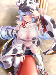 animal_ears censored granblue_fantasy melopun nipples no_bra nopan pussy see_through shatola_(granblue_fantasy) tail thighhighs