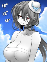 1girls 2014 bare_shoulders big_breasts black_hair cleavage collarbone creepypasta folklore hasshaku-sama japanese_mythology kara_age looking_at_viewer mythology nightmare_waifu public_domain red_eyes tagme urban_legend white_skin